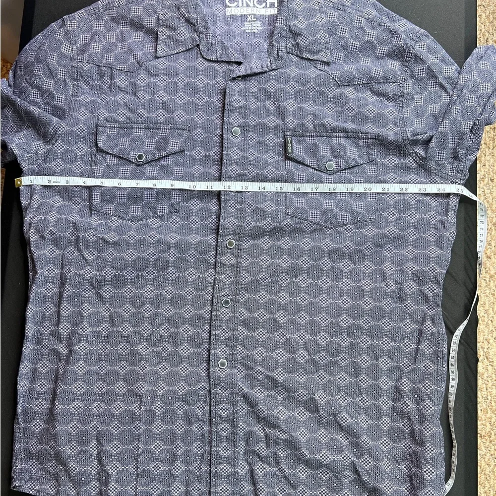 Cinch Modern Fit Men's‎ Snap Front L/S Shirt Purple Black Geometric Size X-Large